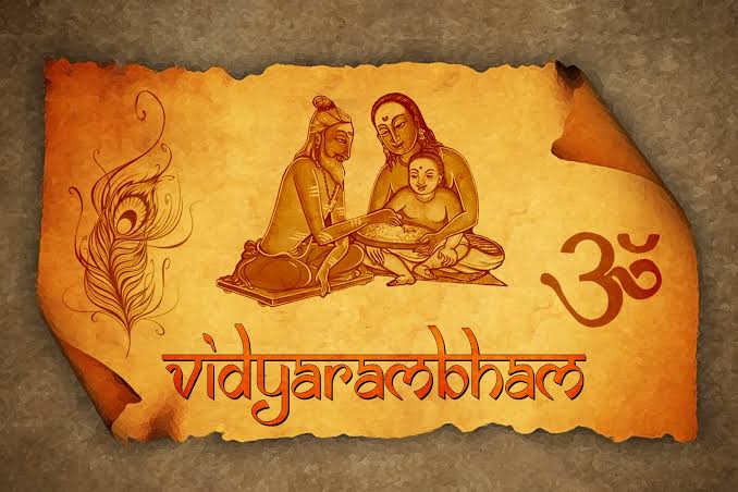 Vidyarambha celebration illustration